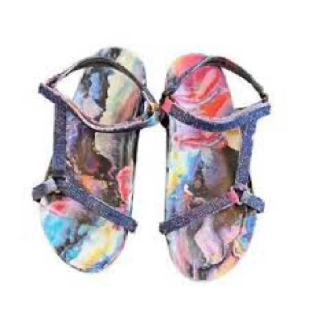 MADDEN GIRL Royal Colorful Rhinestone Rainbow Sandals 5